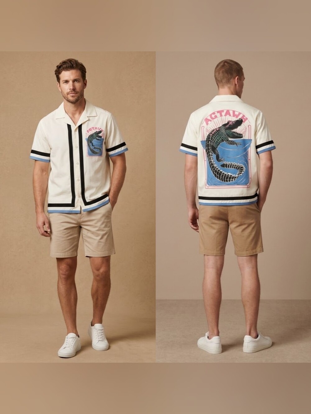 $72 AGTAWH Men's Camp Collar Button front Shirt